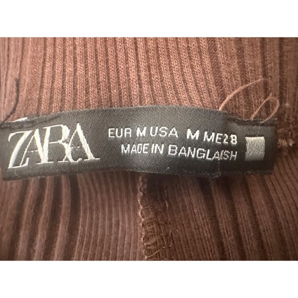 2/$30 ZARA Medium Womens Brown Ribbed Flare Pants - Picture 5 of 13